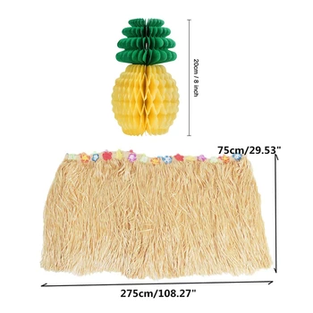 1 Vnt Havajų Smėlio, Gėlių, Žolės Stalo Sijonas Ir 12 Vnt Ananasų Korio Centerpieces Vyniojamojo Popieriaus Ananasų 8 Colių