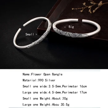 999 sidabro slyvų žiedų, apyrankių Derliaus šepečiu high-end burna Tailando sidabro Simeple Bangle&Apyrankę Ponios papuošalai