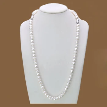YIKALAISI 925 sterlingas sidabro papuošalai natūralių Gėlavandenių Perlų papuošalų rinkiniai 8-9 mm Perlų vėrinį moterims