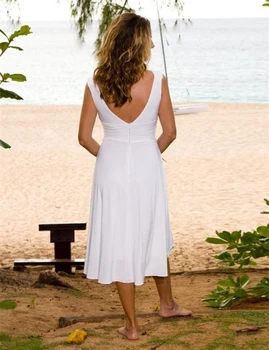 2020 metų Vasaros Atsitiktinis Paplūdimio Didelis Vestuvinių Suknelių V Kaklo, Rankovių Šifono Arbata Ilgis Paprasta Vestuvinės Suknelės Vestidos de Novia