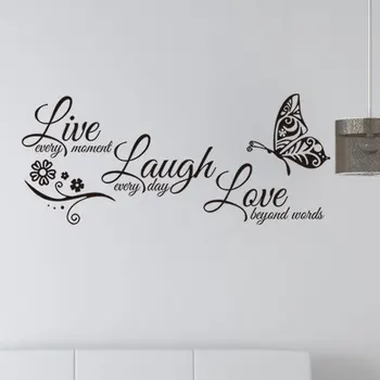 Live Laugh Love Drugelis Gėlių Siena Lipdukas Modernios Sienos Lipdukai Šaldytuvas, Tualetas Lipdukai Namų Papuošalai, Vaikų Kambarys