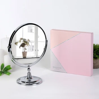 Veidrodis dovanų dėžutėje, dvipusė, su didinimą, veidrodžio paviršiaus d - 19 cm, spalva sidabrinė Namų dekoro