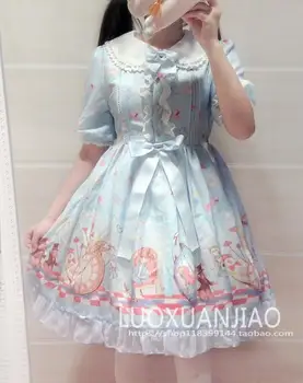 Japonijos naujas minkštas girls lolita cute suknelė 2020 m., minkštas sesuo Derliaus trumpomis rankovėmis drabužius Charlotte Rita aukšto juosmens suknelė wj2144