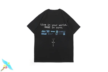 Kanye T-Shirt Vyrai Moterys Mados Žemės Raidžių Logotipas Spausdinti Negabaritinių Medvilnės O-Kaklo Marškinėlius Atsitiktinis Streetwear Harajuku Anime Marškinėlius