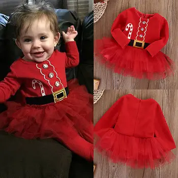 Kalėdinė suknelė, vaikiški drabužiai, kūdikių mergina drabužių raudona ilgomis rankovėmis storio Rudens žiemos kūdikių mergaitės suknelė