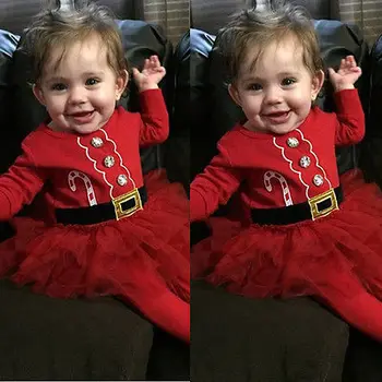 Kalėdinė suknelė, vaikiški drabužiai, kūdikių mergina drabužių raudona ilgomis rankovėmis storio Rudens žiemos kūdikių mergaitės suknelė