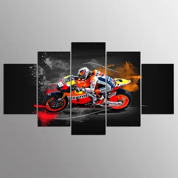 Apdailos Rėmas Nuotraukos Senovinių Namų Dekoro 5 Skydelis Motorcross Paveikslai Ant Drobės, Sienos Nuotraukas Kambarį HD Spausdinti