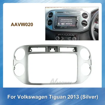 Dvigubo Din Automobilio Rėmo radijo Fasciją Skydelis CD Brūkšnys Vidaus Apdailos Volkswagen Tiguan Sidabro 2013 M. Automobilio refitting DVD rėmelį
