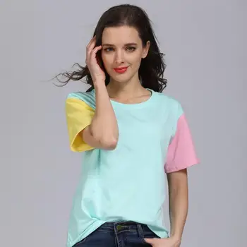 2018 vientisos spalvos kratinys rankovėmis T-shirt moteris