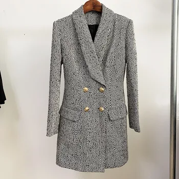 Europos Karšto mados moterų dvieiliai paltai Aukštos kokybės elegantiškas ruoželiniu moterų rudenį kailis C462