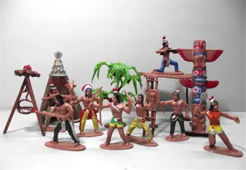 13pcs/set Gimtoji plastiko Indėnų gentys modelio Amerikos Meno paveikslas lėlės žaislas (Dydis: 7 cm)