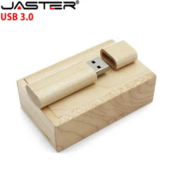 JASTER Virvelę Medinė USB Flash Drive raudonas medienos pendrive 4GB 8GB 16GB 32GB bambuko Memory Stick logotipo graviravimas vestuvių dovanos