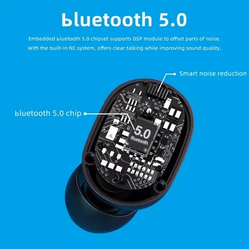 Bluetooth 5.0 HiFi Ausines Heavy Bass SmartTouch Bliateral Ryšio laisvų Rankų įrangą su Įkrovimo Lauke DJA99