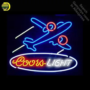 Neoninis Ženklas, Coors Light Lėktuvo Neoninės Lemputės pasirašyti amatų Stiklinis vamzdelis, Alaus Baras, Baras dekoro sienos Dropshipping neoninis baro apšvietimas Namuose