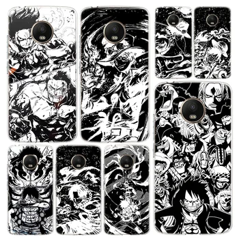 One Piece Anime Juoda Balta Telefono dėklas Padengti Motorola Moto G7 G8 G5 G6 G5S G4 E6 E4 E5 Power Plus Žaisti Vienas Veiksmas, Makro Visi