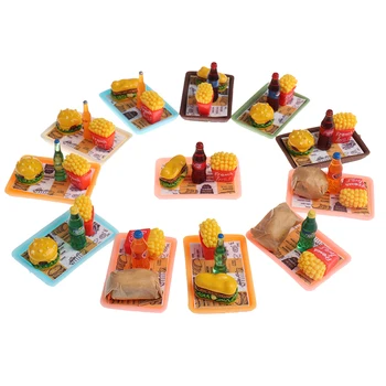Lėlių Padėklai Plokštės Mini Hamburgo Maisto Patiekalų Virtuvės Stalo Dekoro Žaislas Dovana Vaikams Mergaičių Lėlių Priedai
