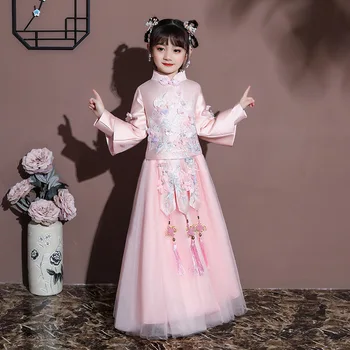 Derliaus Kinijos Tradicinės Hanfu Šalis Suknelė Vaikai Mergina Pasakų Princesė Veiklos Elegantiškas Kostiumas Vaikas Siuvinėjimo Tango Kostiumas