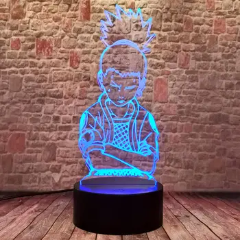 Naruto Anime Figuras 3D Stalas naktinė lempa LED 7 Spalvų Keitimas Miega Šviesos Nara Shikamaru Modelio Šviesos Žaislai Berniukams