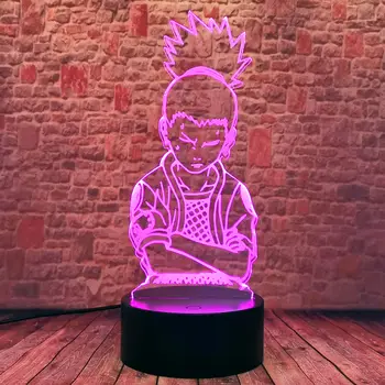 Naruto Anime Figuras 3D Stalas naktinė lempa LED 7 Spalvų Keitimas Miega Šviesos Nara Shikamaru Modelio Šviesos Žaislai Berniukams