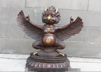Tibeto Raudona, Vario, Bronzos Paauksuota Redpoll Sparnuotas Dievo Paukštis Erelis Budos Statula