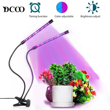 DCOO 20W LED Grow Light USB Fito Lempos Visą Spektrą Dual Galvos Patalpų Šiltnamio efektą sukeliančių Augalų Hydroponics Gėlė Auga Žibintai