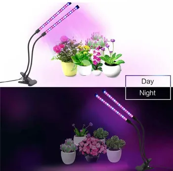 DCOO 20W LED Grow Light USB Fito Lempos Visą Spektrą Dual Galvos Patalpų Šiltnamio efektą sukeliančių Augalų Hydroponics Gėlė Auga Žibintai