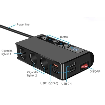 Nešiojamų Universal 4 USB jungtys QC3.0 Stabili Įkrovimo Automobilių Greitas Įkroviklis Adapteris