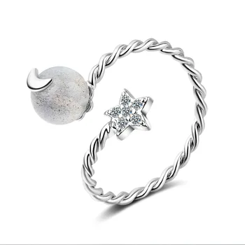 Skatinimo 925 sterlingas sidabro mados Braškių Kvarco moterys gimtadienio dovana lady finger atidaryti žiedai, papuošalai ne išnyks pigūs žiedas
