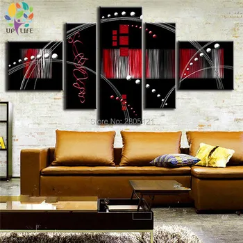 Rankomis dažyti šiuolaikinės raudona juoda sienos menas abstraktus juoda raudona naftos tapyba ant drobės namų dekoro sienos nuotrauka už kambarį