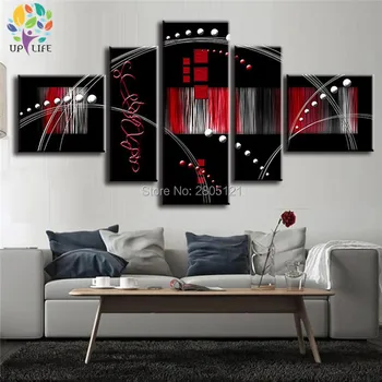 Rankomis dažyti šiuolaikinės raudona juoda sienos menas abstraktus juoda raudona naftos tapyba ant drobės namų dekoro sienos nuotrauka už kambarį