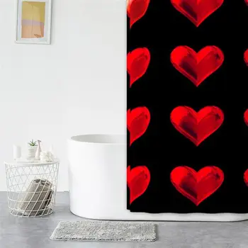 Dušo užuolaidos Valentino Dieną romantiškų svajonių kūrybos vonios kambarys, greitai džiūstantys užuolaidų dekoro 71x71 cm, įskaitant 12 kabliukų