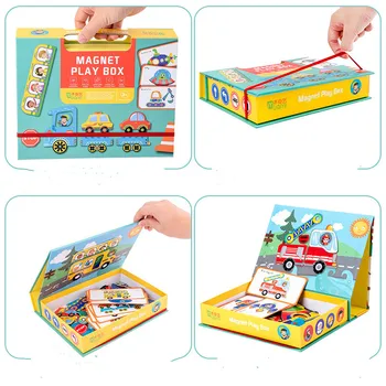 Žaislas Įdomus Magnetinė Dėlionė Dėžutėje Kūdikių Ankstyvojo Ugdymo Eismo Jūrų Gyvūnų pastato Animacinių filmų Medinės Dėlionės, Žaislai Vaikams