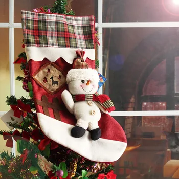JX-LCLYL DIDELIS Pritaikytų 3D Išsiuvinėti Kalėdų Santa Sniego Saldainiai Kojinę Dovanų Maišelis