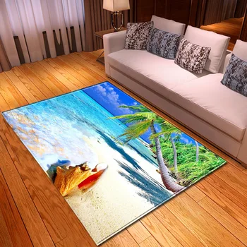Paplūdimys 3D Atspausdintas kilimų šiuolaikinio Namų dekoro kilimai, miegamojo kambarį zonos kilimėliai, vaikų kambarys žaisti kilimas kūdikių grindų kilimėlis pritaikytas