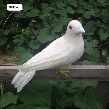 NAUJAS realus gyvenimas pasuko balandžių modelis putų&plunksnų baltas balandis, paukščių lėlė apie 25cm xf0066
