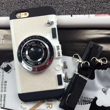 Vintage Mados Kamera, 3D Tumblr Atveju, su Diržu, iPhone 6 6s 7 7 Plius Galinį Dangtelį Mobiliojo 3d Telefono dėklas