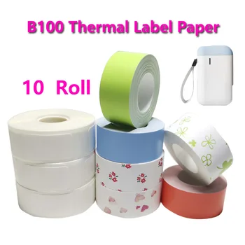 10Roll B100 Terminio Popieriaus Etiketė B100 Mini Etikečių spausdintuvas popieriaus Vandeniui Anti-Naftos Kainų Etiketės Polychromatic Atsparus Įbrėžimams