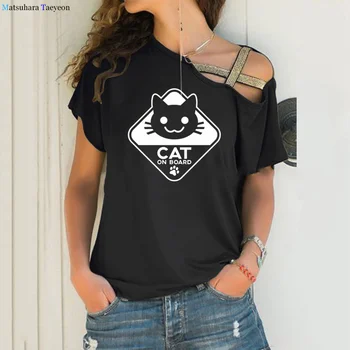 2021 Naujas Funny Cat Spausdinti Medvilnės Moteris Tshirts Vasaros Atsitiktinis trumpomis rankovėmis Viršūnes Derliaus Prarasti Femme marškinėliai Plius Dydis