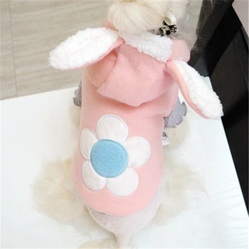 Naujas Mielas šunelis Drabužius Pink Bunny Flanelė Medvilnės Drabužiai, Mygtukai, skirti Mažųjų ir Vidutinių Šunų Naminių Reikmenys Priedai