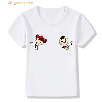 Vaikams, Cartoon Taekwondo Spausdinti grafinis t marškinėliai marškinėliai mergaitėms, drabužiai vaikams, drabužiai marškinėlius mergina vaikų drabužiai berniukams