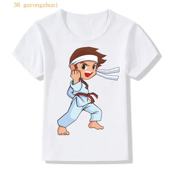 Vaikams, Cartoon Taekwondo Spausdinti grafinis t marškinėliai marškinėliai mergaitėms, drabužiai vaikams, drabužiai marškinėlius mergina vaikų drabužiai berniukams