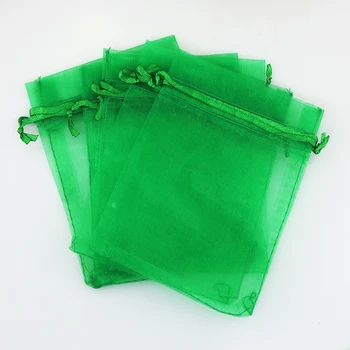 Nemokamas Pristatymas 100vnt 5x7cm mažas organza dovanų maišeliai žolė, žalios spalvos raišteliu Maišeliai Vestuvių Kalėdų Dovana Raišteliu Krepšiai