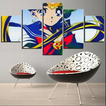 5 Vnt Lady Drobės Tapybos Tapetai Animacinis Personažas, Plakatai Sailor Moon Nuotraukos Namų Kambario Dekoro Kūrinys Baldai