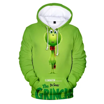 Žalia Trumpaplaukis Grinch Anime Hoodie Hoodies Vyrų Palaidinukė Ištaigingas Dėvėti Mados Grinch Gobtuvu 3D Streetwear Vyrų Drabužiai.