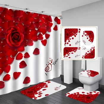 Valentino Diena Dušo Užuolaidos Europos Stiliaus Spausdinimo Romantiškos Meilės Vonios Užuolaidų Produkto Tiekimą Apdaila