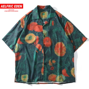 Aelfric Eden Streetwear Marškinėliai Vyrams Oli Tapyba Spausdinti 2020 Metų Vasaros Trumpomis Rankovėmis Hip-Hop Havajų Paplūdimys Marškinėliai Topai Negabaritinių Marškinėliai