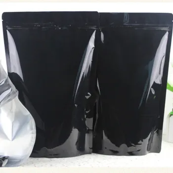 50pcs Juodo aliuminio folija užtrauktukas ziplock atsistoti maišą maisto, kavos, saldainių, dovanų pakavimo krepšiai