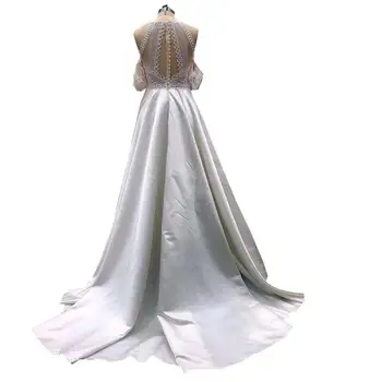 Bohemijos Vestuvių Suknelės 2020 Nėrinių Satino Vestuvinės Suknelės Mygtuką Atgal-Line Vestuvinė Suknelė