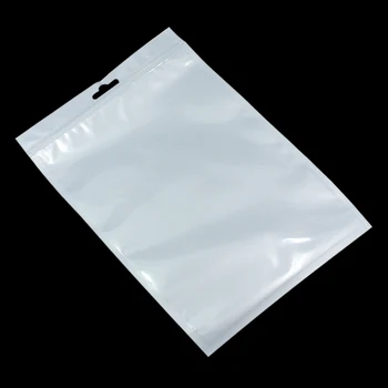 25cm*35cm Baltas/Skaidrus Savarankiškai Antspaudas Užtrauktukas Plastiko Mažmeninės Pakuotės OPP Poli Zip-Lock Maišą Saugojimo Krepšys Paketas Su Pakabinti Skylę