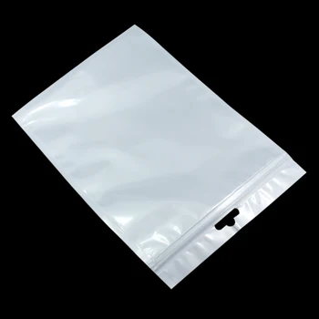 25cm*35cm Baltas/Skaidrus Savarankiškai Antspaudas Užtrauktukas Plastiko Mažmeninės Pakuotės OPP Poli Zip-Lock Maišą Saugojimo Krepšys Paketas Su Pakabinti Skylę